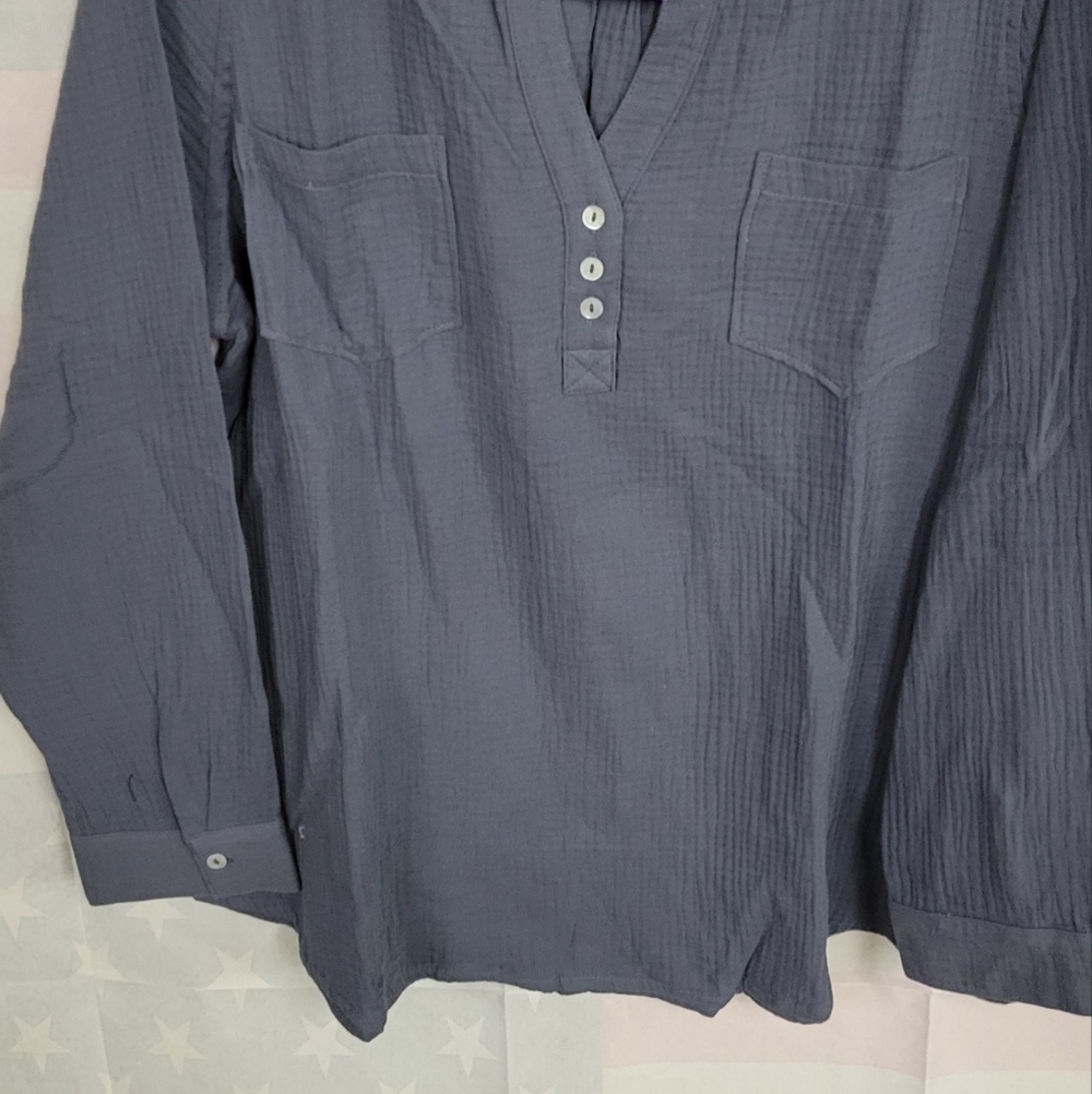 Mother XXL Blue Gray Peasant Top Long Sleeve NWT - Picture 6 of 6